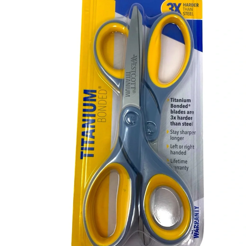 Westcott 8” Titanium Bonded Scissors Gray / Yellow Pack‎ of 2 #13901 NEW